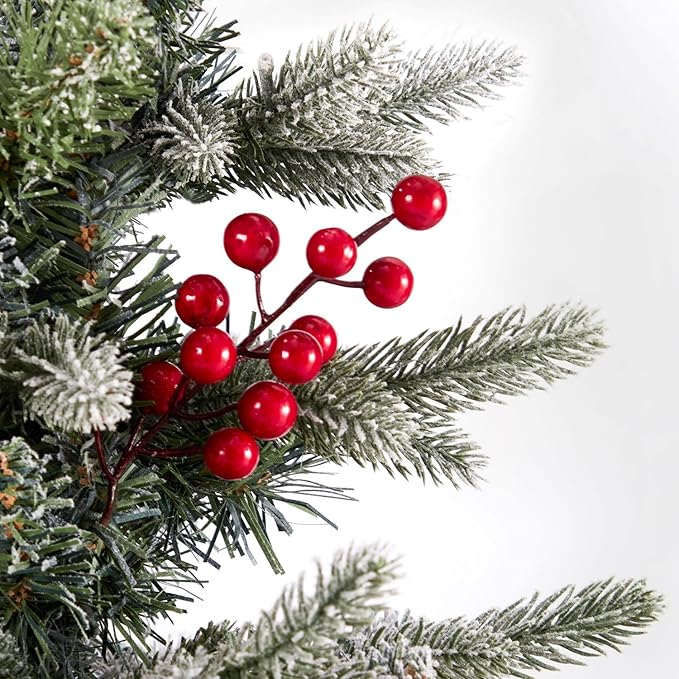 Small Pre-Lit Christmas Tree with LED Lights - 3.5 FT Snow Flocked Ariticifial Tree with Vintage Snowflake Base, Battery Operated & Auto Timer for Home Office Xmas Decor