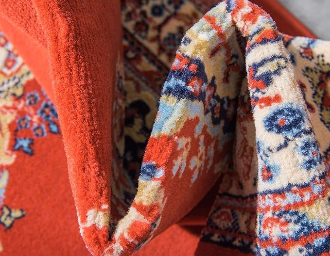 Unique Loom Reza Collection Traditional Persian Style Area Rug, 9 ft 10 in x 13 ft, Terracotta/Ivory