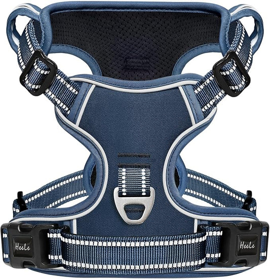 HEELE Dog Harness for Large Dogs No Pull Dog Vest Harness for Large Dog with Soft Padded Handle Reflective for Outdoor Training, Royal Blue, L