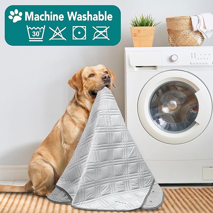PetAmi Waterproof Cooling Mat for Dog, Premium Pet Cooling Blanket for Bed Crate, Anti Slip Indoor Dog Cool Pad for Sleeping, Q-MAX Large Sofa Couch Cover Mat for Cat, Light Grey, 60x80