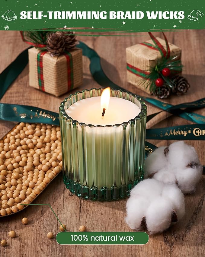 M&SENSE Frosted Pine Amber Scented Candles, 9.2 Oz 60 Hours Burning Time Soy Candle, Christmas Fall Gifts for Home Decor, Up to, Natural Soy Wax Relaxing Aromatherapy Candle