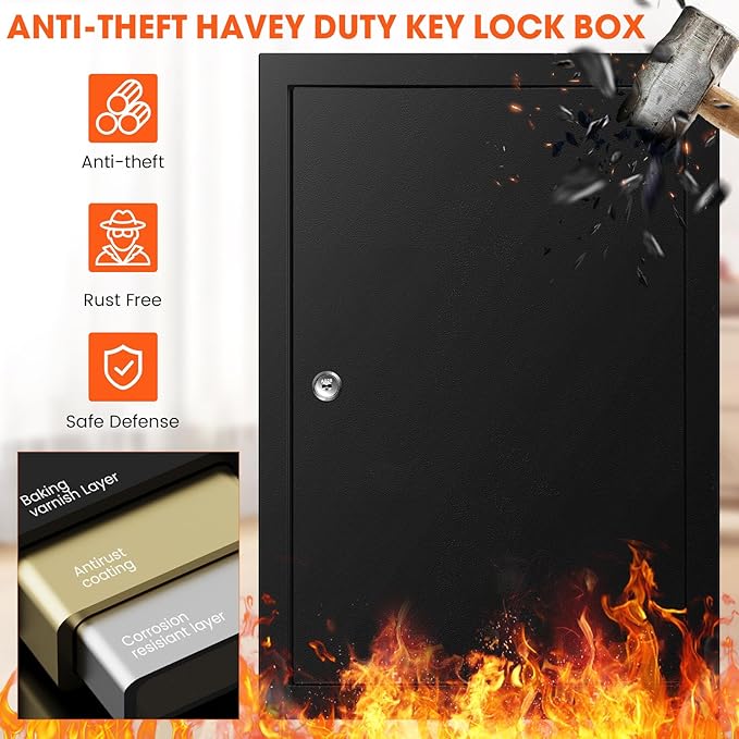 150 Keys Cabinet Organizer Wall Mount, Heavy Duty Key Lock Box with Key Hooks & 150 Tags Key Labels, Security Lockbox for Valets, Hotels, Car, Office Key Management & Storage