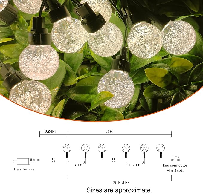 AWQ 35 FT Globe String Lights Outdoor Commercial Grade Light with 20 G50 Shatterproof LED Bulbs Waterproof Extendable for Indoor Outdoor Wedding Garden Party Christmas Trees Decoration (Warm)