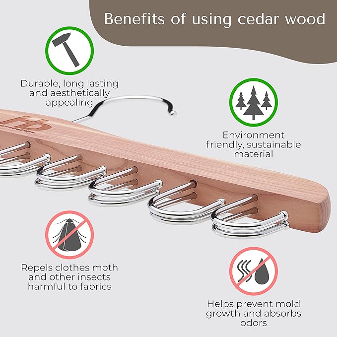 Large Bra Hanger and Bra Organizer for Closet – Tank Top Hanger Space Saving for House, Dorm, Apartment - Foldable Wooden for Closet Organizer– 20 Hook - Cedar WoodHanger, Natural, 1 Pack