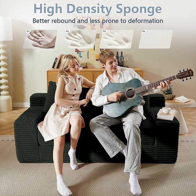 70.87" Loveseat Sofa Bed - Corduroy Upholstered, Comfy Deep Seat & Modern Design - Small Space Friendly, No Assembly Needed - Ideal for Living Room, Bedroom, Apartment, Home Office, Grey