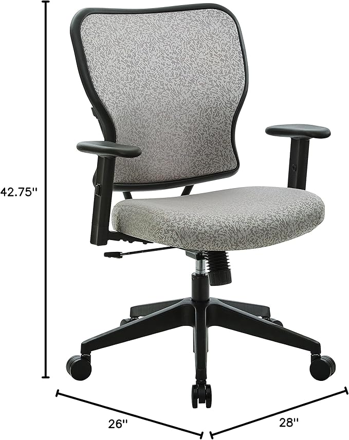 Space Seating Series Deluxe Padded Adjustable Manager's Office Chair with Adjustable Arms and Heavy Duty Metal Base, Latte Fabric