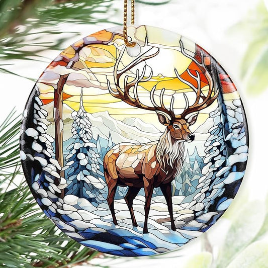 Christmas Ornament, Snow Elk Ornament, Christmas Decorations for Tree, Heirloom Keepsake, Gift Idea