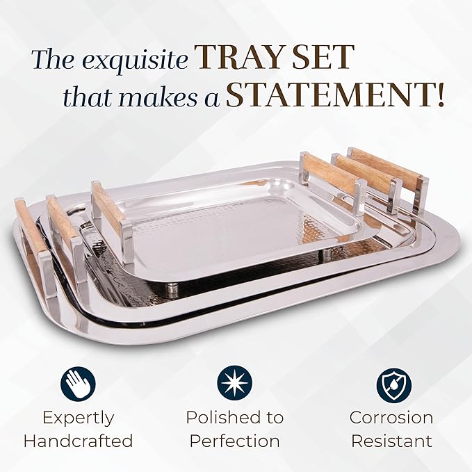 Decorative Silver Tray by Objet D’Art, Verona Beaufort Round Bar Tray for Living Room, Ottoman and Coffee Table, Trays for Candles, Liquor, and Centerpieces