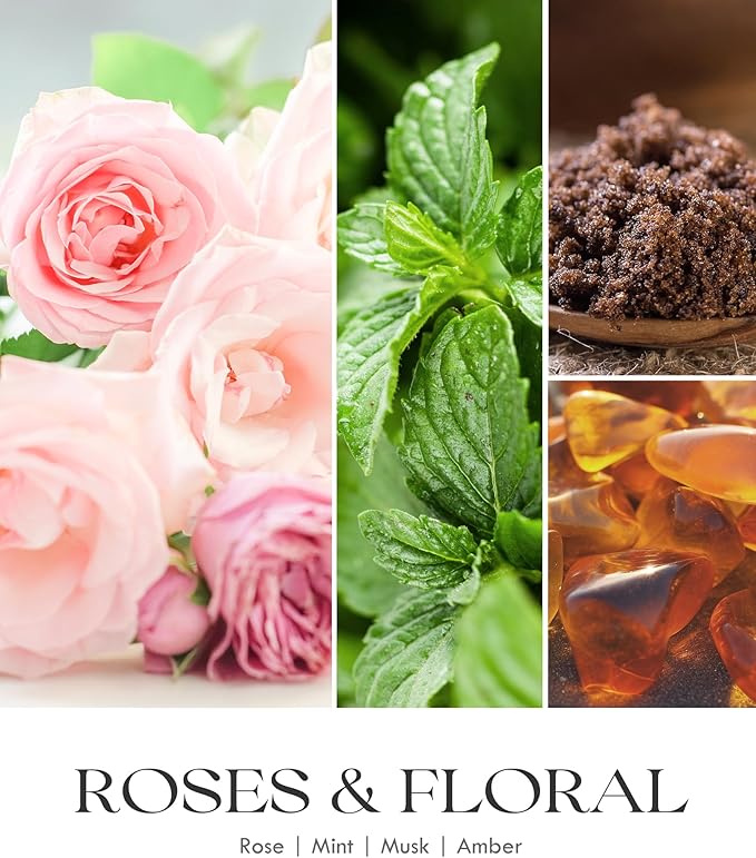 AOOVOO Rose Scented Candles for Women - 20oz 3 Wick Soy Candles for Home Scented, Aromatherapy Candle with Crystals Inside, Birthday Gifts Christmas Candle for Women Mom