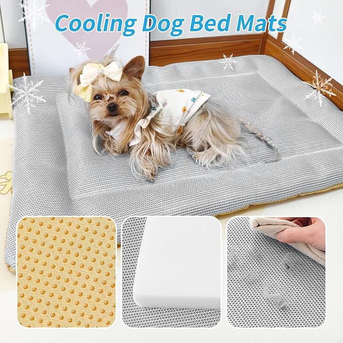Cooling Mat for Dogs Washable Puppy Sleeping Mat Anti-Slip Durable Dog Crate Pad Comfortable Breathable Skin Friendly Outdoor Mattress Grey (42×28×1.2 inches)