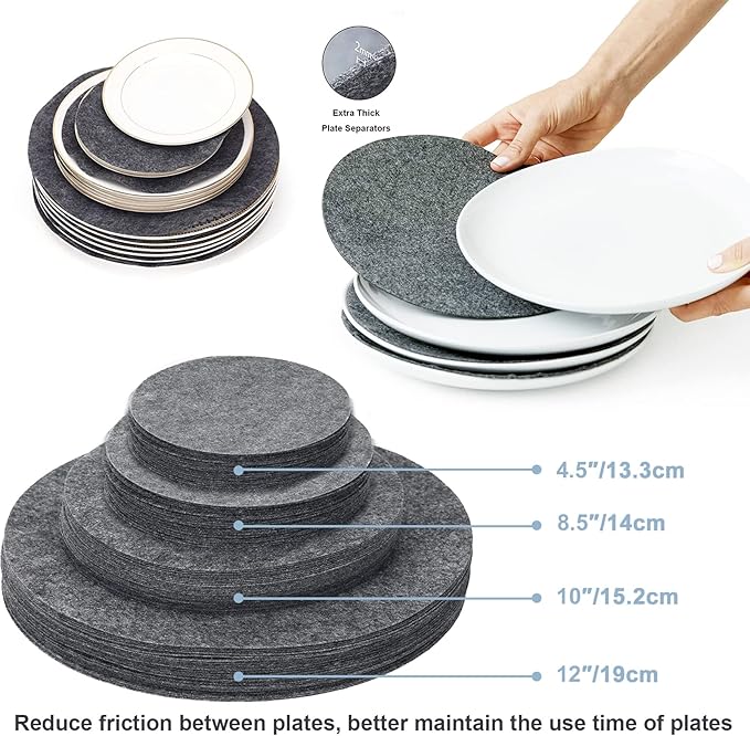 VERONLY China Dinnerware Storage Containers Set- Dish,Mug,Stemware Storage Cases - Quilted Box Bins Stackable with Divider,handles,Clear Window for Cups,Plates,Wine Glasses Moving Set of 6 (Grey