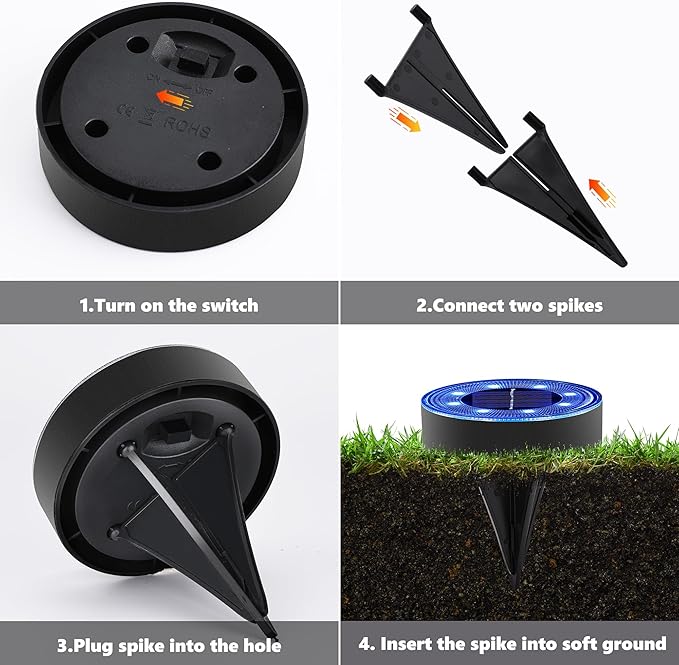 Joomer Solar Ground Lights, 8 Pack 8 LED Solar Lights Outdoor IP68 Waterproof Solar Disc Lights In-Ground Landscape Lighting Outdoor Lights for Patio Pathway Lawn Yard Driveway Walkway (Blue)