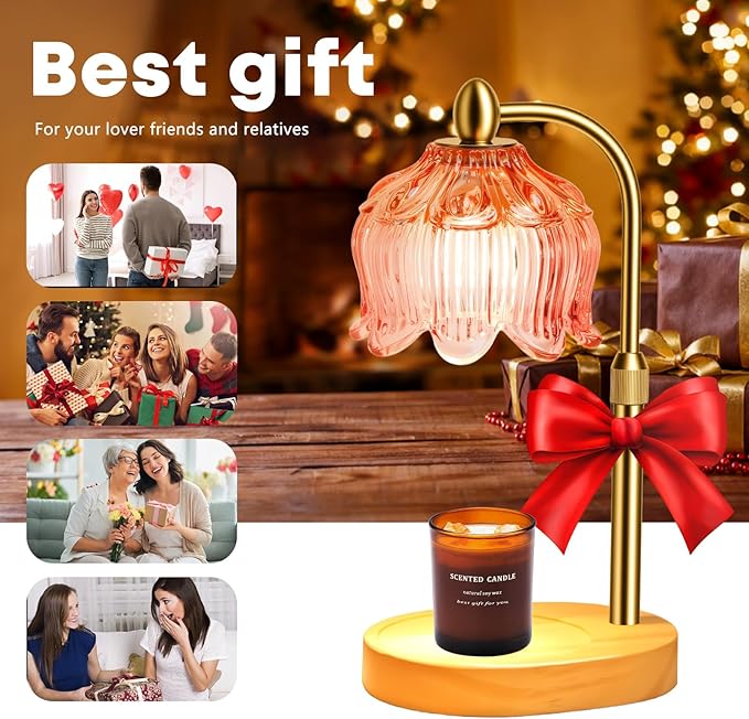 GEEZO Fragrance Candle Warmer Lamp，Electric Candle Warmer with Timer & Dimmer，Mom Christmas Birthday Gifts for Women, House Warming Gifts New Home Bedroom Decor