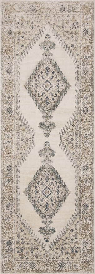 Loloi Teagan Collection TEA-02 Oatmeal/Ivory 2'-8" x 10'-6" Runner Rug, Large, Soft Neutral Rug, High-Traffic for Living Room, Bedroom, Home Office, Dining Area