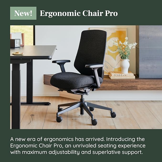 Branch Ergonomic Chair Pro - Mesh Office Chair with 14 Points of Adjustment - Height, Depth & Tilt Adjustable - 5D Armrests - Forward Tilt, Smooth Recline, and Lumbar Support - Black Boucle