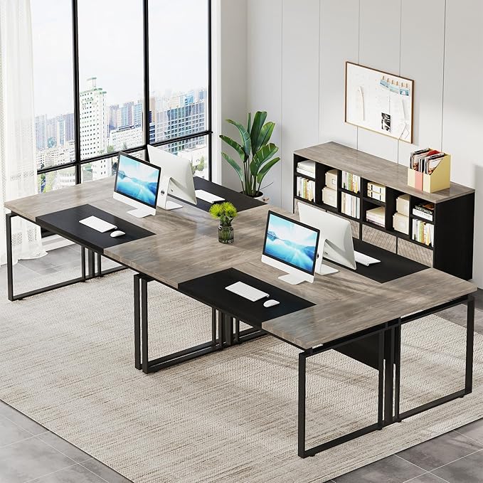 Tribesigns L-Shaped Executive Desk with Reversible File Cabinet, 63" Office Desk with Storage Drawers, L-Shaped Computer Desk with Drawer Cabinet for Hanging Letter Size Files (Gray & Black)