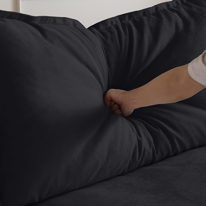 WJShome 162.98" Cloud Modular Sectional Sofa, L Shaped Couch Filled with Down, Minimalist Wide Deep Seat Couches for Living Room Apartment Lounge Bedroom (Black 4 Seater+1 Ottoman)