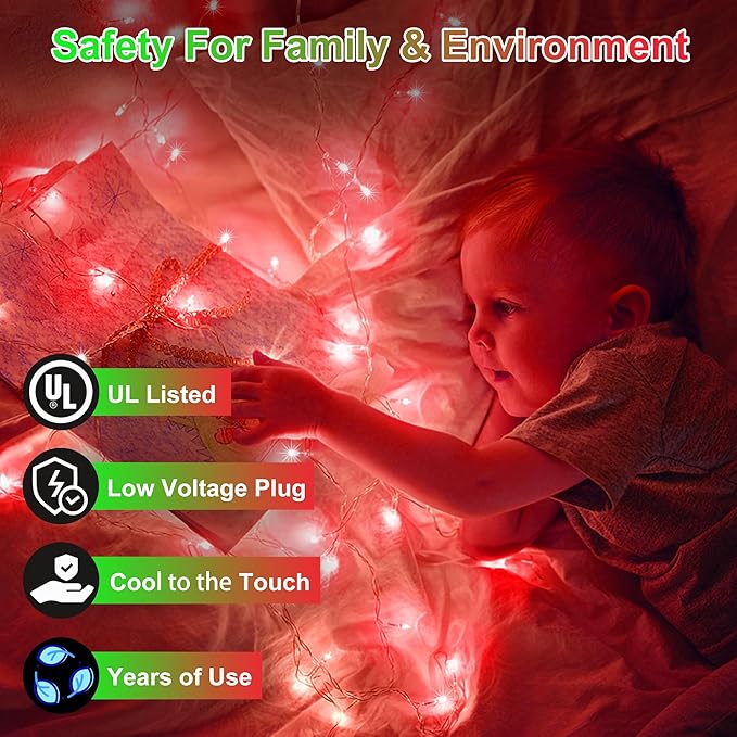 350LED Christmas Lights Indoor Outdoor, 90ft 12 Modes Red LED String Lights with Timer Dimmable, Waterproof Christmas Tree Lights for Xmas Patio Bedroom Yard Fence Balcony Garden Party Decor Red