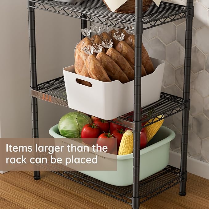 SINGAYE 6 Small Wire Shelves Kitchen Pantry Close Home Organizers and Storage Bathroom Shelf Laundry Room Organization Adjustable Book Metal Garage Shelving Unit