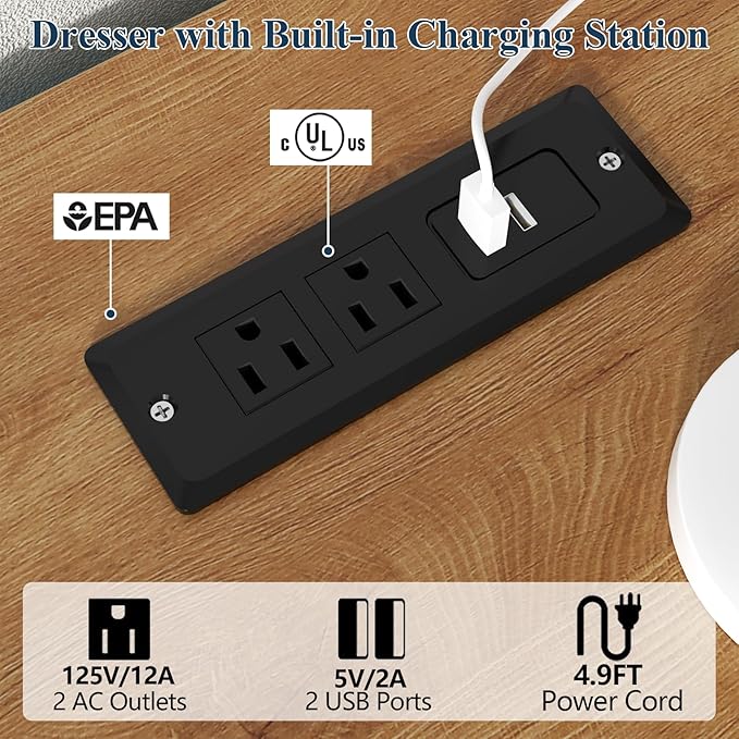 Loomie 63" Long Console Table with LED Lights & Power Outlet, 2-Tier Farmhouse Sofa Table Behind Couch with Storage, Narrow Entryway Tables with Heavy Duty Base for Living Room, Hallway (Natural)