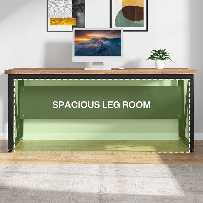 Tribesigns 63 inches Executive Desk and 47" lateral File Cabinet, L-Shaped Computer Desk Home Office Business Furniture with Drawers and Storage Shelves, Office Table,Brown and Black