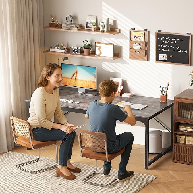 PRAISUN 63 X 29.5 Inch Computer Desk with Deeper Desktop, Gaming Office Writing Work Desk for Home Office, Study, Bedroom, Work from Home, Metal Frame, Grey