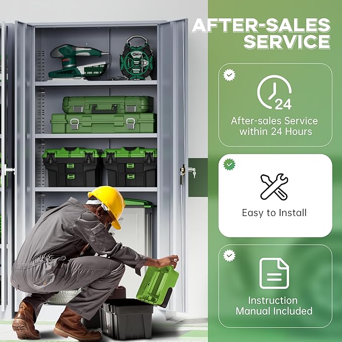 INTERGREAT Metal Storage Cabinet,72" Steel Lockable File Cabinet with Locking Doors and Adjustable Shelves,Locking Tool Cabinets for Office,Home,Garage,Gym,School (Cement Grey)