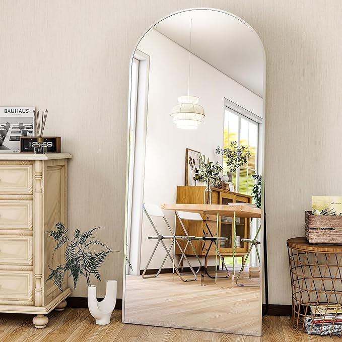 HARRITPURE 56"x21" Arched Full Length Mirror Free Standing Floor Mirrors Leaning Hanging Mounted Mirror Aluminum Frame Modern Home Decor for Living Room Bedroom Cloakroom,Silver