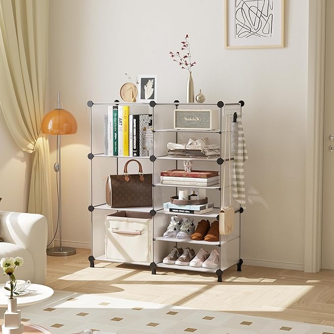 AWTATOS Closet Organizer 6 Cube Storage Shelves Portable Closet Clothes Organizers and Storage Stackable Cubby Shelving for Closet Bedroom Living Room Translucent