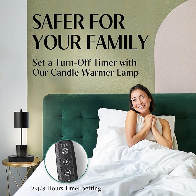 Candle Warmer Lamp with Timer and Dimmer & Includes 2 Bulbs, Electric Wax Candle Lamp Warmer for Jar Candles, Home Decor Aesthetic, and House Warming Gifts - Black