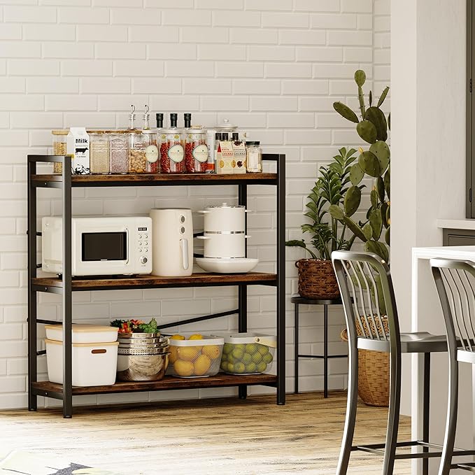 Book Shelf, 3 Tier Bookshelf 31.49" Width, Book Shelf Storage and Organization, Wooden and Metal Industrial Bookcase, Large Book Shelves for Home Living Room Bedroom Office Storage(Vintage)