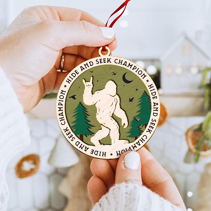 Bigfoot Ornament - Endearing for Sasquatch Lovers, Funny and Cool Bigfoot Ornaments for Christmas Tree, Unique Tree Topper with Bigfoot and Sasquatch Characters