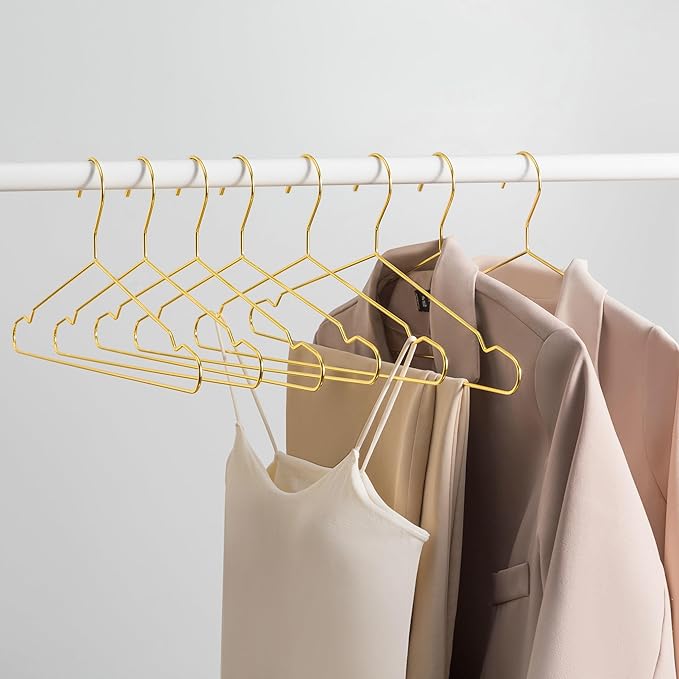17.7" Strong Metal Wire Clothes Hangers, Coat Hanger, Standard Suit Hangers, Metal Shirt Dress Hanger Rack, 30 Pack, Gold