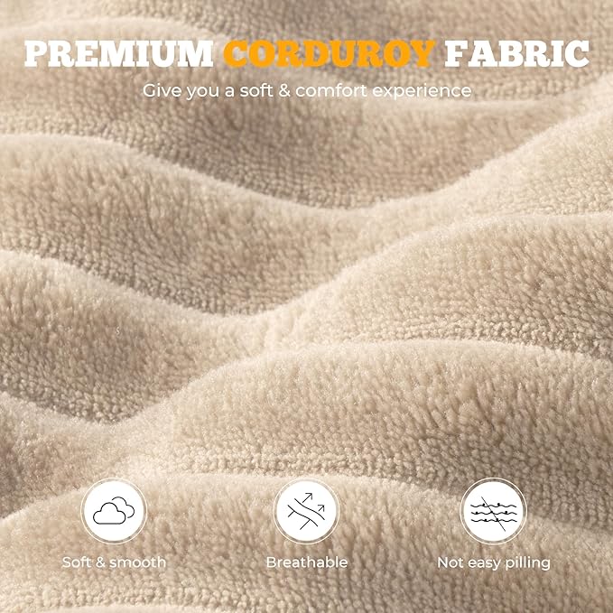 113" Modular Sectional Sofa, Convertible L-Shaped Cloud Couches for Living Room with Ottoman, 4 Seater Corduroy Boneless Couch Sofa Set, No Assembly Required, Khaki 1 PCS