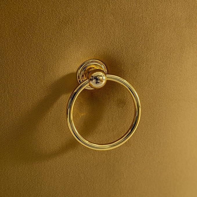 Goujxcy 5 Piece Round Glass Dining Table Set for 4, 47" Round Dining Table & Chair Set Modern Circle Glass Kitchen Table and 4 Velvet Upholstered Chairs for Kitchen Dining (Gold Table & Gold Chair)