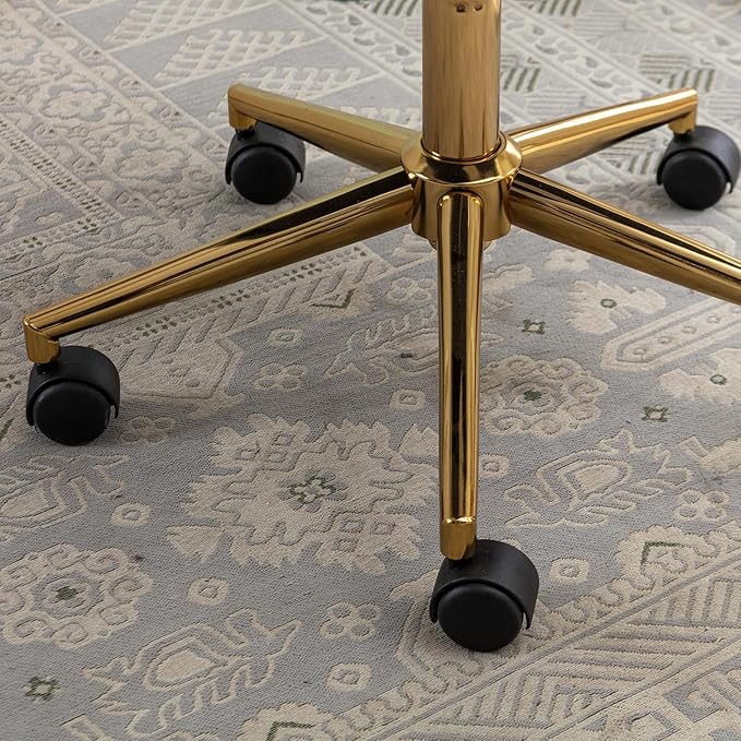 Goujxcy Fluffy Desk Chair, Faux Fur Vanity Chair Swivel Office Chair for Girls Women, Height Adjustable Cute Teddy Furry Makeup Chairs for Bedroom Home Office