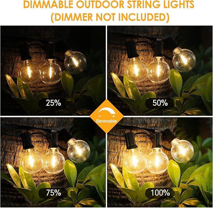 Mlambert 200Ft(4x50Ft) Outdoor String Lights, G40 Globe Patio Lights Connectable with 100+6 Waterproof LED Bulbs for Backyard Garden Porch-Black Wire