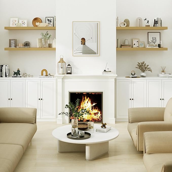 Heimlove Oak Bathroom Shelves Floating Shelves for Wall Shelf Over Toilet Long Mounted Modern Farmhouse,48 x 12 Shelves with Invisible Brackets for Living Room, Kitchen, Bedroom