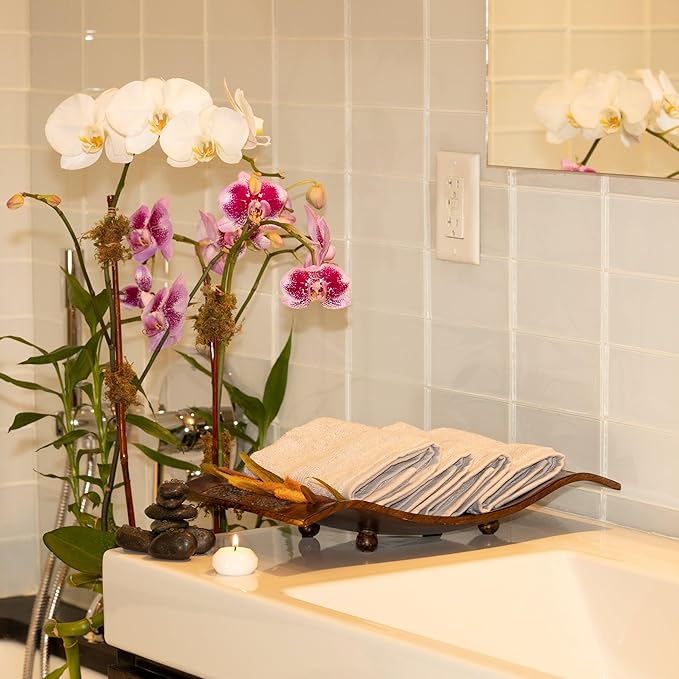 Mosobam Luxury Turkish 8pc Towel Set 30X58 16X30 13X13 Light Grey (Gray) 700 GSM Bamboo Viscose & Aegean Turkish Combed Cotton