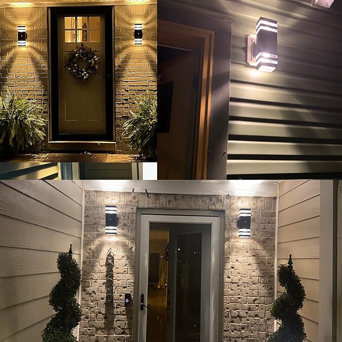 4 Pack Dusk to Dawn Outdoor Wall Light, 14W IP65 3000K 1100LM Warm White Outdoor Lighting, Outdoor Sconce Wall Mount, Square Modern Outside Wall Lights Patio Garage