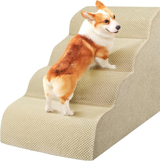 Dog Stairs for Small Dogs, High Density Foam Dog Steps, Extra Wide Non-Slip Pet Ramp for High Beds Or Couch, Soft Doggie Ladder for Dogs Injured, Older Pets, Small Cats
