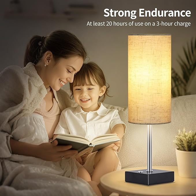 AVV Cordless Table Lamp with Dimmable, Rechargeable 3 Modes Battery Powered Bedside Lamp, Battery Operated Lamps for Night Stand, Touch Lamp for Bedroom, Living Room, Reading Room, 15 Inch Beige