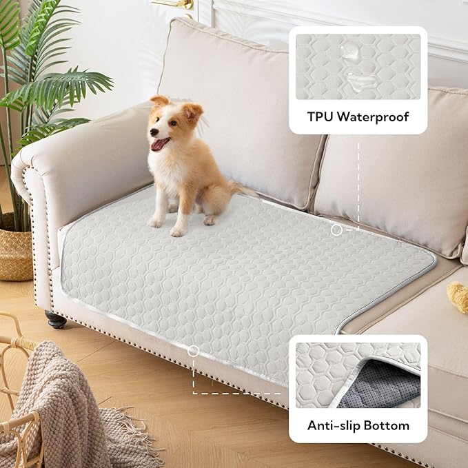 Soulbond Cooling Mat for Extra Large Dogs - 60"x80" Washable Machine Cooling Pad for Puppy, QMAX>0.3, Anti-Slip Bottom, Portable Summer Cool Pet Bed Pad for Outdoor/Indoor/Cars/Travel Use, Light Gray
