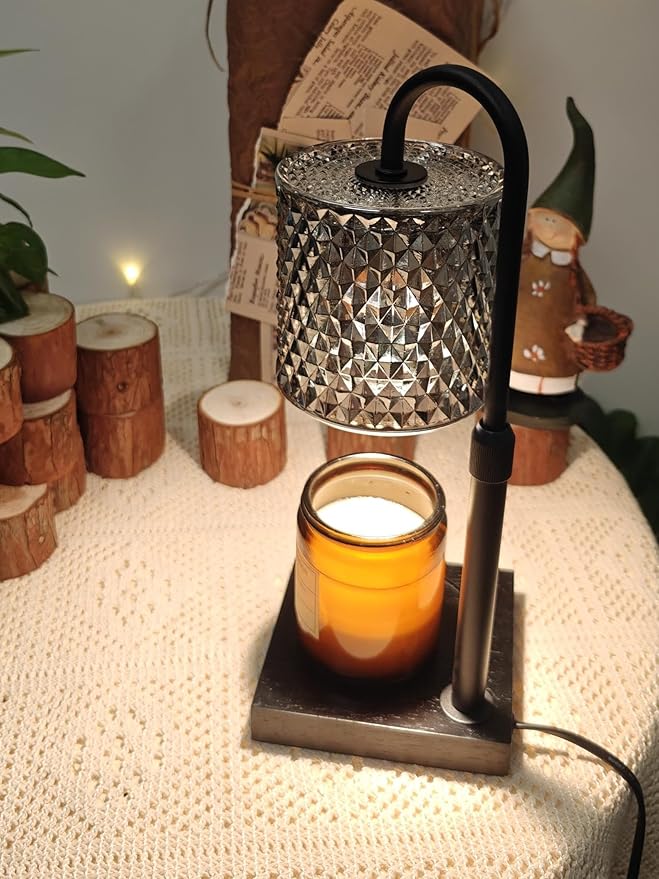 Candle Warmer Lamp with Timer Dimmer Adjustable Height, Candle Warmer with 2 Bulbs for Jar Candles, Home Decor, Women Brithday