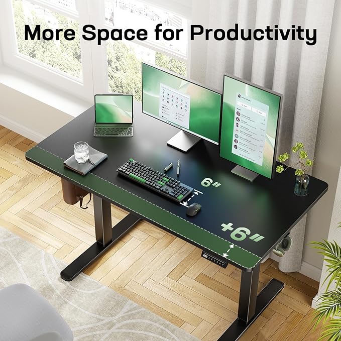 Marsail Electric Standing Desk with One-Piece Desktop,55 x 30 inch Height Adjustable Office Gaming Computer Desk with Deeper Tabletop,Home Office Stand up Desk with 4 Memory Presets, 2 Packages