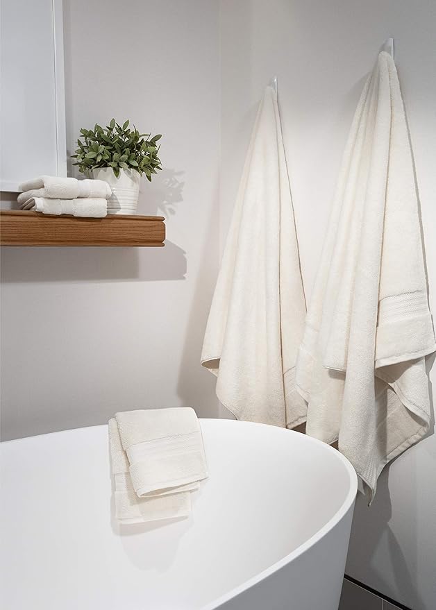 Fabdreams 100% Organic Cotton Bath Sheet Set of 2 700 GSM Oversized Towels Ultra Soft Plush Absorbent Durable Skin-Friendly Spa Hotel Premium Comfort Large 36 x 70 in Ivory