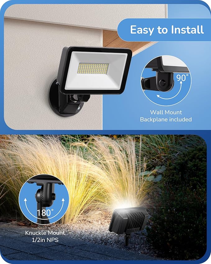 EDISHINE 10000LM Flood Lights Outdoor,73W LED Flood Light Outdoor, IP65 Waterproof, 5000K LED Security Light for Backyard, Flagpole, Garage, UL Listed