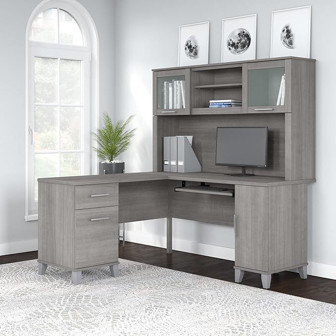 Bush Furniture File Drawer Accommodates Letter-Size documents While Box Drawer Stores Office Supplies and Utensils