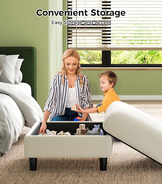 83" Couches for Living Room, Comfy Sofas for Living Room with Storage Ottoman, Teddy Sofa Couch, Tool-Free Loveseat Sofa, All-Wood Love Seat Couches, L Shaped Couch 2 Pillow Included, Beige