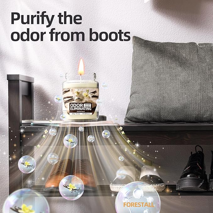 Vanilla Bean Odor Eliminating Candles for Home Scented, Eliminates 99% of Pet, Smoke, Food and Other Smell Quickly, Highly Scented Candle, Premium Soy Candle Set for Women